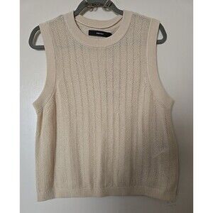 NWT Vero Moda LENZING ECOVERO Knit Sweater Vest Sz Large Cream Ivory Minimalist